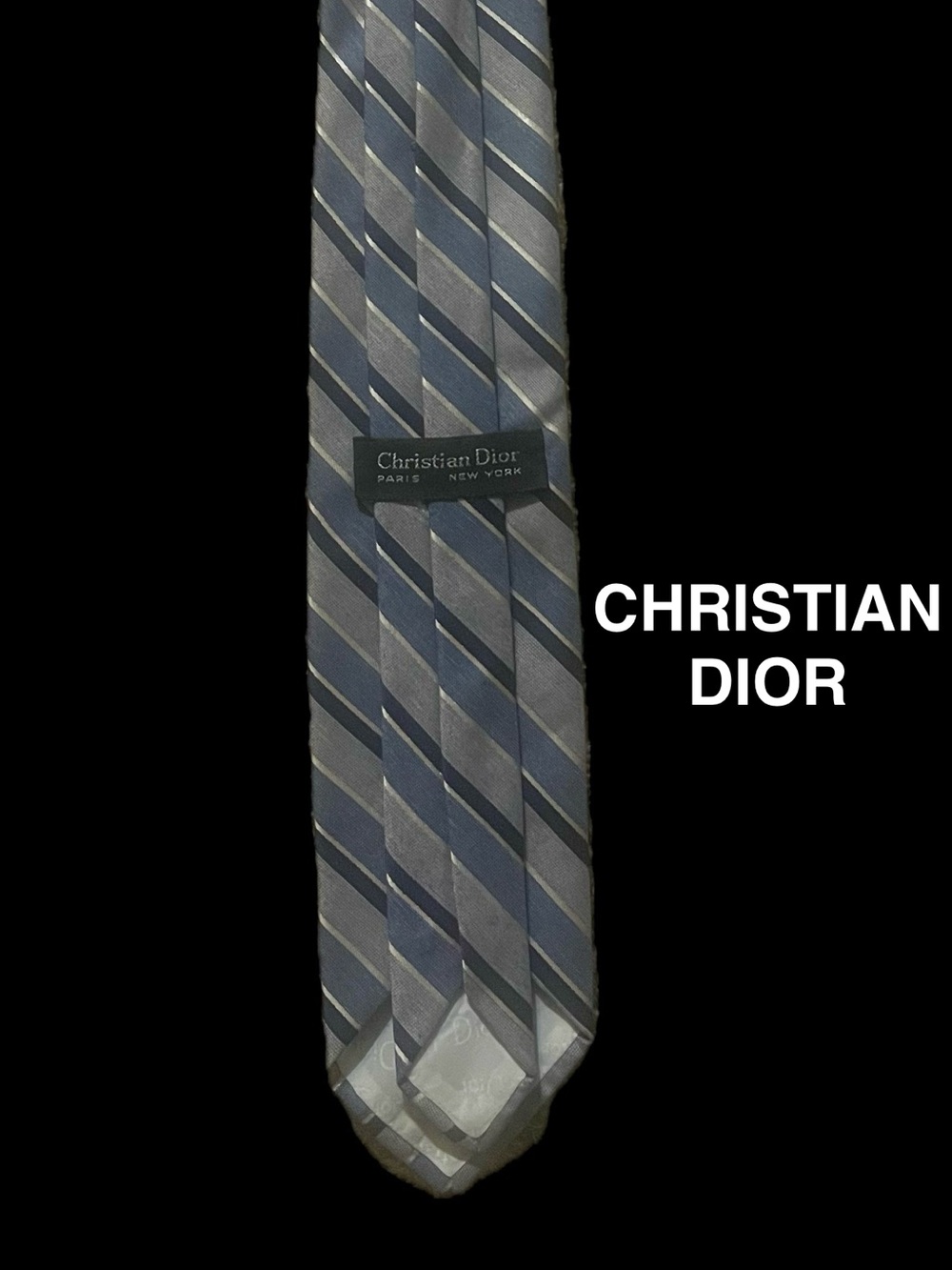Christian Dior Blue Striped Silk Tie
